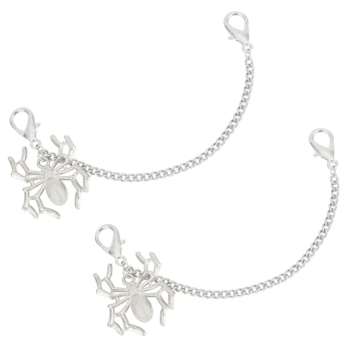 ANATTASOUL Spinnen-Charm-Schuhketten 2 Stück Silberfarbene Schuhketten Leichte Schuhdekoration Metall-Schuhkette DIY-Schuhanhänger-Kette Für Damen Freizeitschuhe Accessoires Um Ihre Schuhe von ANATTASOUL