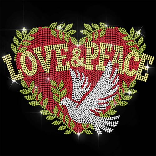 ANATTASOUL Strass-Bügelbild mit Aufschrift "Love and Peace" Bling Diamond Hotfix Patches für Kleidung, große Aufnäher zum Aufbügeln für Jeans, Jacken, Mützen, Taschen, T-Shirts, Schuhe, DIY-Dekoration ANATTASOUL Strass-Bügelbild mit Aufschrift "Love and Peace" Bling Diamond Hotfix Patches für Kleidung, große Aufnäher zum Aufbügeln für Jeans, Jacken, Mützen, Taschen, T-Shirts, Schuhe, DIY-Dekoration von ANATTASOUL