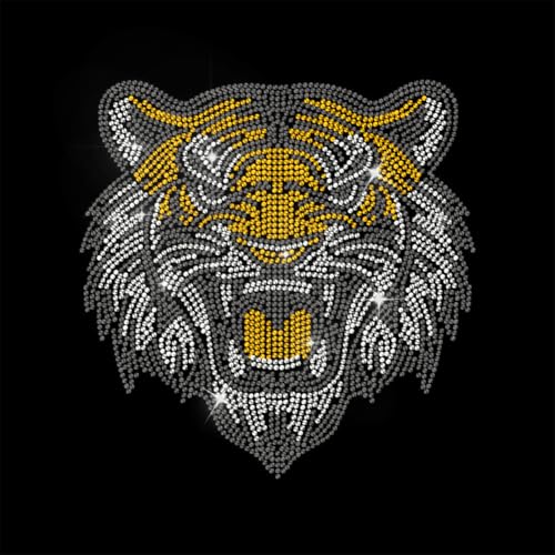 ANATTASOUL Tiger Strass zum Aufbügeln, Hotfix, Wildtiere, Tiere, Wärmeübertragung, Aufkleber, Wärmeübertragung, Flicken für Kleidung, Hosen, Taschen, 30 x 20 cm von ANATTASOUL