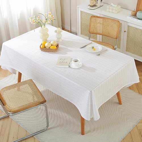 ANAZOZ Tischdecke Rechteckig Weiß, Abwischbare Tischdecke Wachstuch 140x240cm Tischdecke Polyester Hochzeit mit Lotuseffekt von ANAZOZ