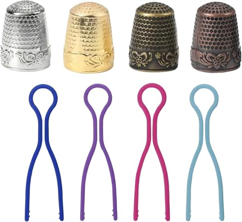 4 Stück Fingerhut Nähen, 40 Stück Spulenhalter für Garnrollen, Fingerschutz, Sewing Thimble Ring Fingerhut zum Nähen, Fingerhüte Für Handnähen, Handwerk Stickerei Für Haushalt Fingerlinge von ANBOO