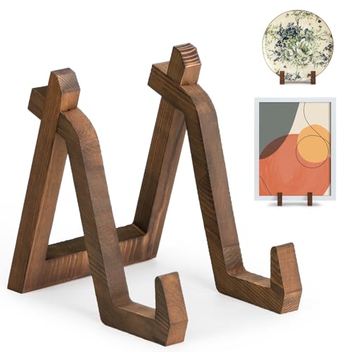 ANBOXIT Tellerhalter Ständer Holz, 8 Zoll Tellerständer zur Aufsteller - Staffelei Klein, Teller Ständer, Bilderrahmen Halterung, Deko Tischaufsteller zur Ausstellung - 1 Stück von ANBOXIT