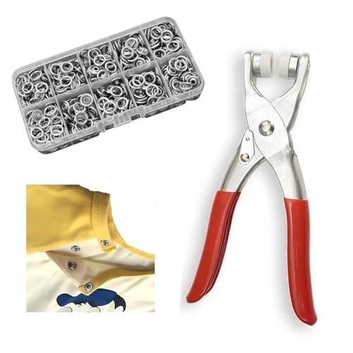 Druckknöpfe,100 Sets Metallknöpfe Ösen Druckknöpfe Kit Druckknöpfe Ohne Nähen Druckknopf Set,Feste Knöpfe Werkzeug,Für DIY Basteln,Kinderbekleidung,Kleidung Taschen. (Silber-100Set) von ANCDTVV