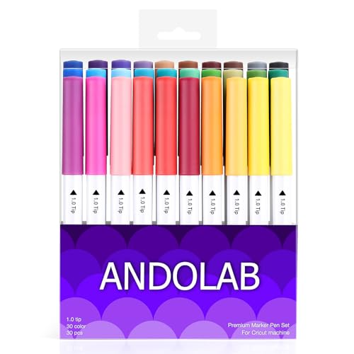 ANDOLAB Stifte mit 1,0 Spitze, feine Spitze, Set mit Zubehör-Werkzeugen Marker Stifte für Cricut Maker 3 Explore Air 2,Schreibzeichenstift Kompatibel mit Cricut Maschine von ANDOLAB