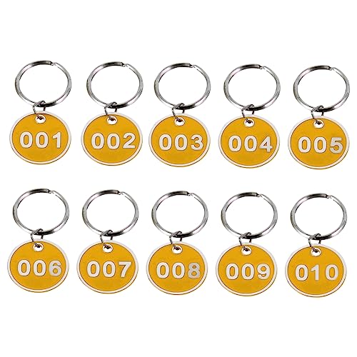 ANDRESLAD 1 Nummernschild Etiketten Für Schlüsselanhänger Gepäckanhänger-schlüsselanhänger Nummer Id-tags Schlüsselanhänger Zahlenkarten Schlüsseletiketten-tags Zahlen Id-tags Metall Yellow von ANDRESLAD