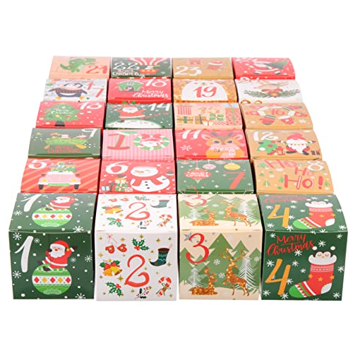 ANDRESLAD 24 Stück Boxen Countdown Süßigkeitenbox Weihnachtsleckereien Tüten 24 Tage Weihnachten Adventskalender Süßigkeiten Tüten Weihnachtssüßigkeitstüten Weihnachtspartyzubehör von ANDRESLAD