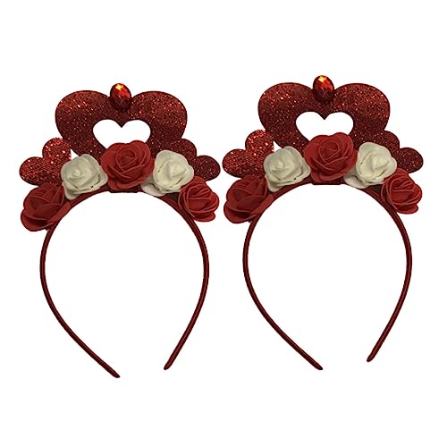 ANDRESLAD 2St valentinstag stirnband Valentinstag Haarband Make-up-Haarband valentinstag haare fasching haarreif haarreifen mit herzen feier kopfschmuck Party-Haarreifen Latte-Kunst rot von ANDRESLAD