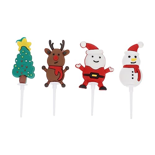 ANDRESLAD 4 Stück Weihnachtskucheneinsatz Rentier Cupcake Topper Weihnachts-Cupcake-Dekor weihnachtsparty accessoires cake topper weihnachten Desserteinsatz Topper Cupcake-Picks Colorful von ANDRESLAD