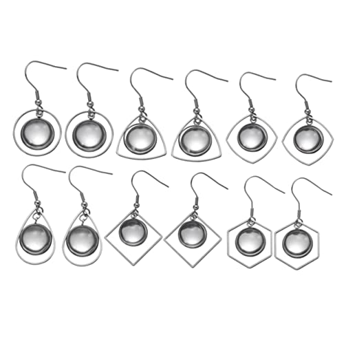 ANDRESLAD 6 Paare Schmuckmaterial selber machen bescherung weihnachten geldgeschenke weihnachten earingset Schmuckfassungen Ohrringfassung Metalltablett mit Ohrhaken Zeit Ohrring Silver von ANDRESLAD