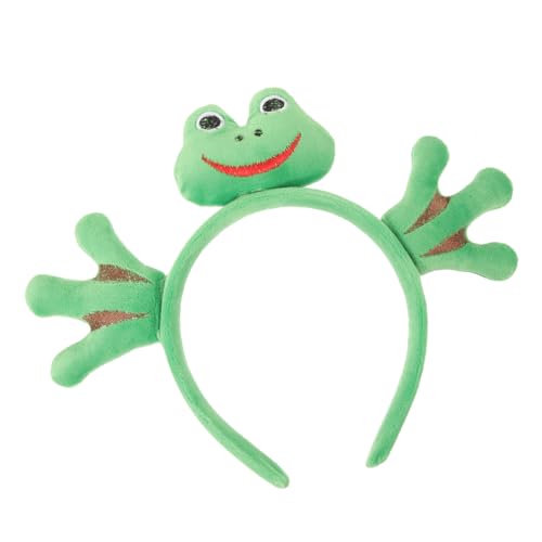 ANDRESLAD Cartoon Plüsch Frosch Palmen Stirnband Froschkopf Puppenkopf Schnalle Haarnadel Frosch Stirnband 1# Kreuzhand Frosch Stirnband Frosch Kopfschmuck Make Up Stirnband von ANDRESLAD