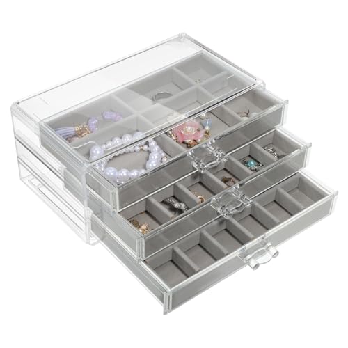 ANDRESLAD Kasten Schmuckkästchen reise schmuckbox schmuck Schmuck-Organizer schmuckkastchen Schmuckschatullen und Organizer Ohrringhalter für Mädchen Plastik Grey von ANDRESLAD