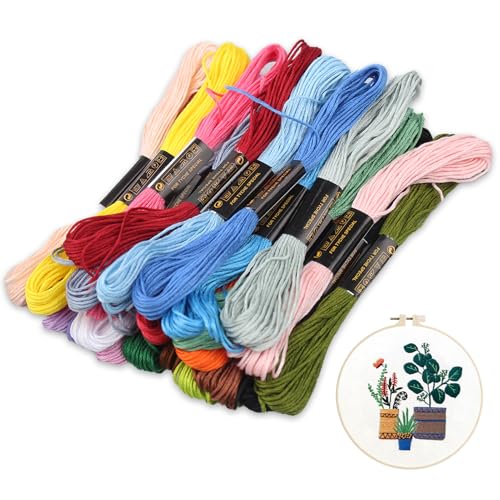 24 Farben je 8 Meter,Multifarben Embroidery Floss,Stickgarn Set,Stickgarn Baumwolle,Embroidery Sticktwist Weicher, für Knüpfen,Basteln, Häkeln,Armbandfaden, Kreuzstichfaden von ANDSHUAI