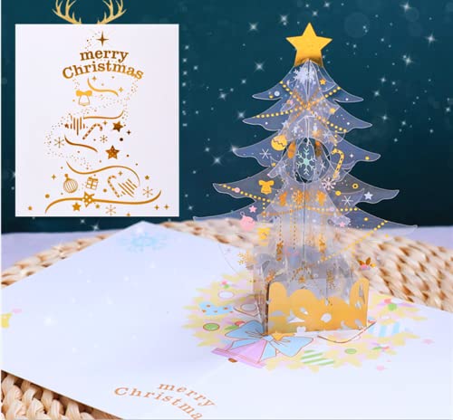 3D Grußkarte Pop Up Weihnachtskarte Kristall Weihnachtsbaum Tannenbaum Geschenkkarte Dreidimensional Karten Weihnachten Grußkarte Klappkarten mit Umschlag von ANEWISH