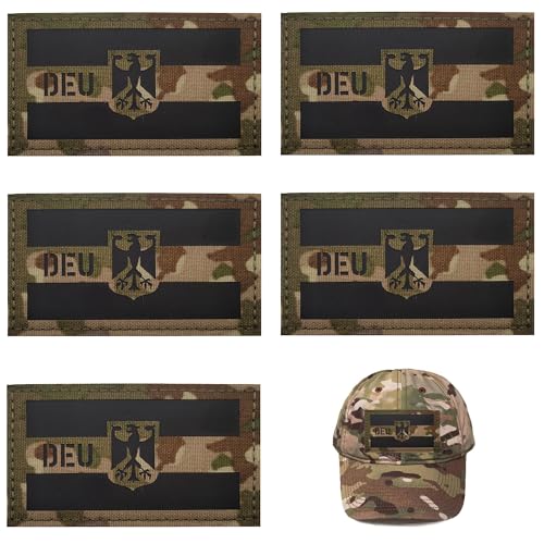 5 Stücke DEU Deutschland IR Infrarot Reflektierende Patches Klett Militär Reflective Germany Flag Patch Bundeswehr Patch Klett Patches für Rucksäcke Militär Aufkleber Abzeichen Klettbänder von ANFUXT