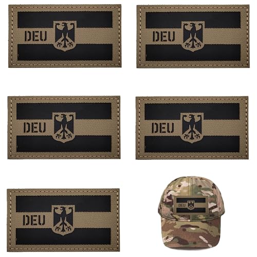 5 Stücke DEU Deutschland IR Infrarot Reflektierende Patches Klett Militär Reflective Germany Flag Patch Bundeswehr Patch Klett Patches für Taktische Kleidung Rucksack Baseballkappe Uniform Weste von ANFUXT