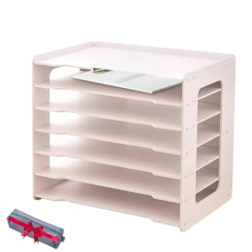 Papier-Organizer, 17,5 x 11,8 x 15,6 Zoll Schreibtisch-Akten-Organizer, A3-Papierhalter mit 7 Ablagen, Schreibtisch-Aktenhalter, Schreibtisch-Briefablage, Zeitschriftenablage für Schule und Büro von ANGDI