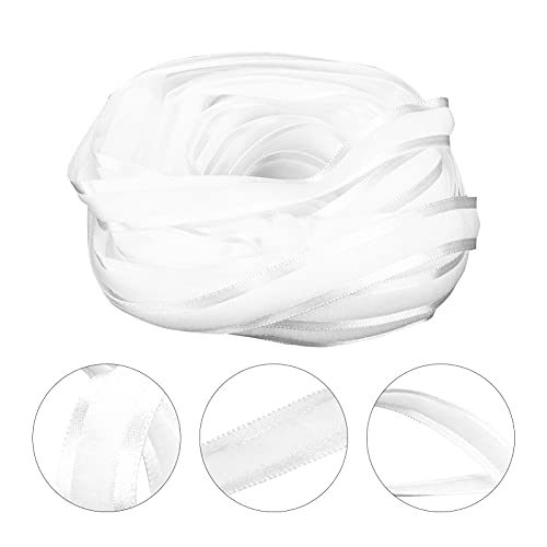 Geschenkverpackungsband, Weiches und Elastisches Polyester, 1,5 Cm Lang, Ripsband, Stoffbänder für Geburtstagsfeiern (weiße Farbe 4) von ANGGREK