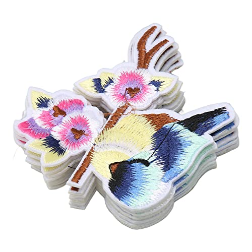 Stickerei-Applikation, Vielseitig Einsetzbar, 10 Stück, Leuchtende Farben, Vogel-Blumen-Stil, Aufnäher Zum Aufnähen für Heimwerker von ANGGREK