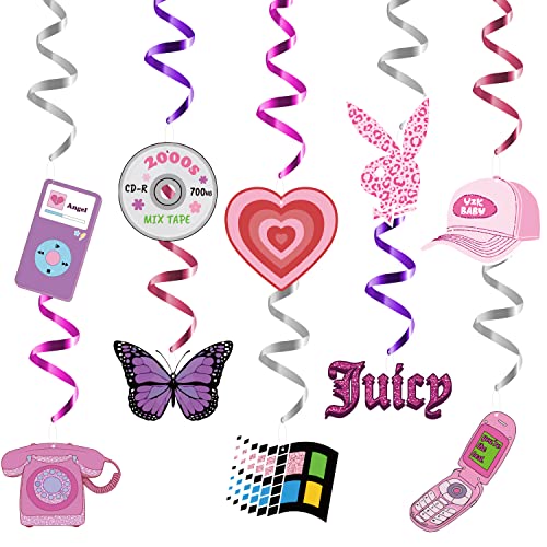 ANGOLIO 30 Stück Y2k 2000er Pink Party Swirl Dekorationen hängende Spiraldekor Whirl Luftschlangen Pink Rabbit Deckenluftschlangen Y2k Spiral Gefälligkeiten für Geburtstag weibliche Bachelorette von ANGOLIO
