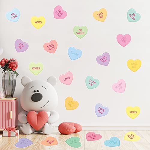 ANGOLIO Valentinstag Herzen Wandsticker Wandaufkleber - 48 Stück süße Conversation Herz Decals Stickers Zitate Aufkleber für Schlafzimmer Wohnzimmer Dekoration Damen Valentines Ostern Wedding Party von ANGOLIO