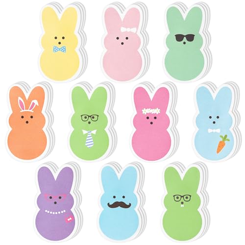 ANGOLIO Easter Hasen Sticky Notes - 30 Stück 600 Blatt Niedliche Carrot Rabbit Ears Formen Haftnotizen, Colorful Selbstklebende Notizblöcke Cartoon Tier Index Tabs Marker für Kinder Holiday Geschenke von ANGOLIO