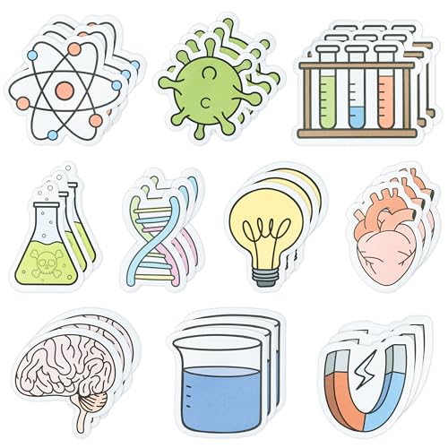 ANGOLIO Science Sticky Notes Set - 30 Stück 600 Blatt Science Funny Lab Glühbirne Virus Shaped Selbstklebende Notizblöcke für Kinder Geschenke Wissenschaftliche Aktivitäten Lehrer Belohnung Preise von ANGOLIO