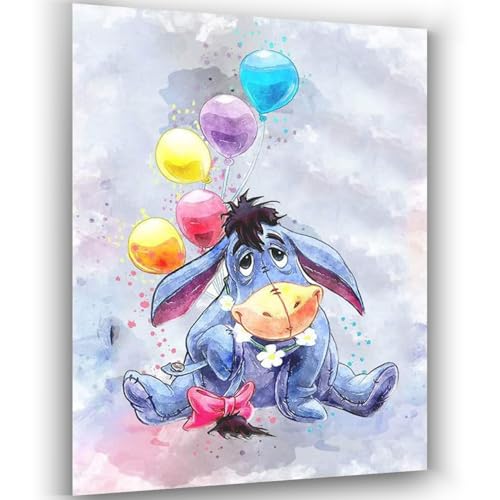 Luftballons Esel Malen nach Zahlen Anime Figuren,Tiere Malen nach Zahlen Erwachsene und Kinder,DIY Ölgemälde Kit mit Pinseln Acrylpigment(40 * 50cm) von ANHEXUAN