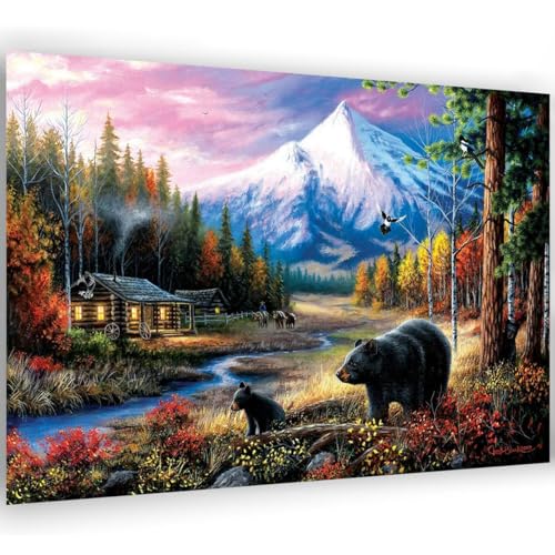 Wald Diamond Painting Landschaft,DIY 5d Diamant Painting Bilder Land Haus,Diamant malerei Kits Malen nach Zahlen wohnzimmer bilder fur die Inneneinrichtung (30x40cm) von ANHEXUAN