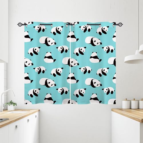 ANHOPE Nette Cartoon Tier Panda Bär Vorhänge mit Ösen Kinder Jungen Mädchen Gardinen Blickdichte Thermo Vorhang Blackout Curtain Schlafzimmer Wohnzimmer Verdunklungsvorhänge 2er Set H 138 x B 71 cm von ANHOPE