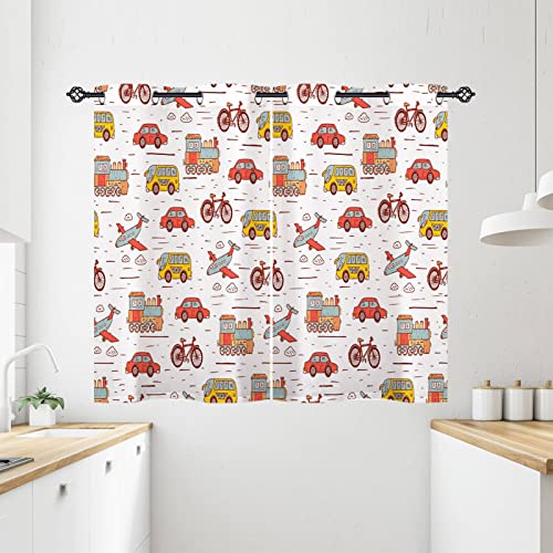 ANHOPE Verkehr Auto Flugzeug Fahrrad Blickdichte Gardinen mit Ösen Thermo Vorhänge Blackout Curtain Kinder Jungen Mädchen Verdunklungsvorhänge Wohnzimmer Schlafzimmer Vorhang 2er Set H 138 x B 71 cm von ANHOPE