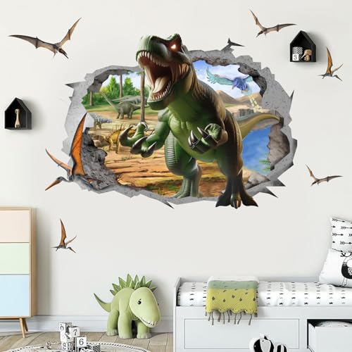 ANHUIB 3D Dinosaurier Wandaufkleber Dekoration,Dino Wandtattoo,Wandaufkleber Dino Groß,Wandsticker Jurassic,3D Wanddurchbruch Wandaufkleber,Wandsticker für Jungen Schlafzimmer Babyzimmer Spielzimmer von ANHUIB