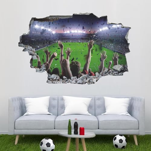 ANHUIB 3D Fussball Wandtattoo,Wandaufkleber Kinderzimmer Fußball,Durchbruch Wandaufkleber Jungen,Bunte Fußball Wandtattoo Jugendzimmer Junge,Wandstikcer für Schlafzimmer Deko,Fussball Poster Geschenk von ANHUIB