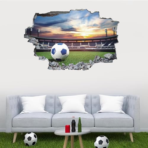 ANHUIB Fussball Wandtattoo,3D Fussball Wandaufkleber,Wandtattoo Kinderzimmer,Wandtattoo Jugendzimmer Junge Teenager,Wandsticker Kinderzimmer Fußball,Aufkleber Fussball Wohnzimmer Schlafzimmer Deko von ANHUIB