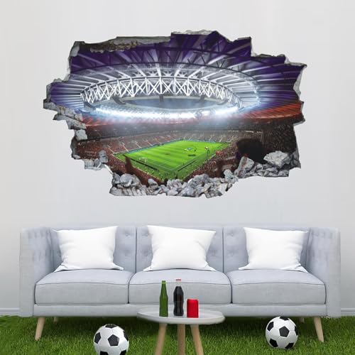 ANHUIB Fussball Wandtattoo,Wandaufkleber Kinderzimmer Fußball,Durchbruch Wandaufkleber Jungen,3D Fußball Arena Wandtattoo Jugendzimmer Junge,Wandstikcer für Schlafzimmer Deko,Fussball Poster Geschenk von ANHUIB