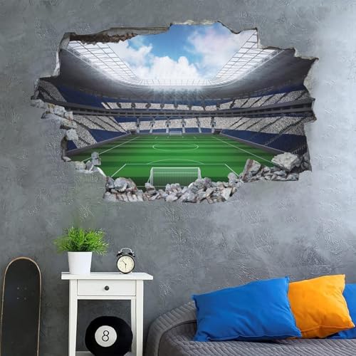 ANHUIB Wandaufkleber Kinderzimmer Fußball,3D Fussball Wandtattoo,Durchbruch Wandaufkleber Jungen,Fußball Arena Wandtattoo Jugendzimmer Junge,Wandstikcer für Schlafzimmer Deko,Fussball Poster Geschenk von ANHUIB