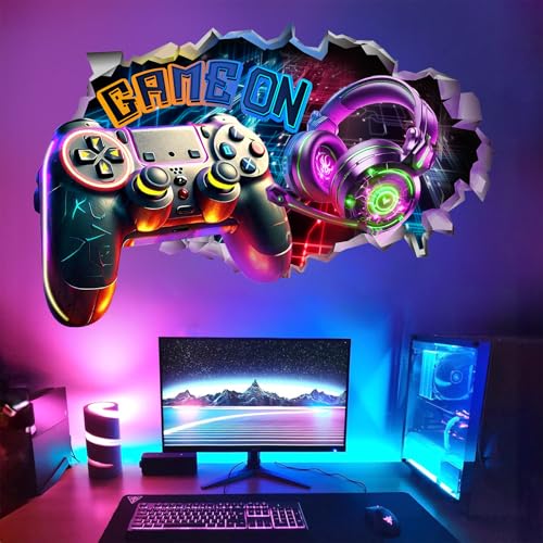 ANHUIB Wandtattoo Gamer,Wandaufkleber 3D Gaming,Game Wandtattoo Jugendzimmer Junge,Wandsticker Kinderzimmer Jungen,Gaming Controller Videospiel Wandsticker für Spielzimmer,Gamer Zimmer Dekoration von ANHUIB