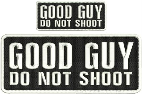 Good Guy Do Not Shoot besticktes Aufnäher-Set, vielseitige Aufnäher für Damen und Herren, Weiß, 10,2 x 25,4 cm und 5,1 x 12,7 cm, mit Haken auf der Rückseite von ANJIE + ASH