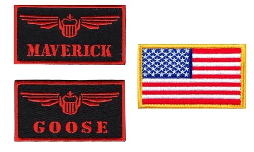 Maverick & Goose bestickte Aufnäher Set Amerikanische Flagge (3 Stück Bundle) - Taktische Aufnäher Bügelbilder Aufbügler Patches für Rucksäcke, Mützen, Jacken von ANJIE + ASH