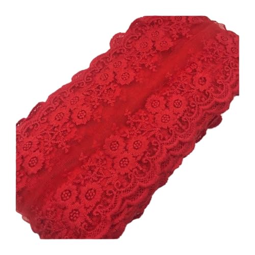 Verzierungen für Kleidung, Bänder zum Nähen, Baumwoll-Tüll, Spitzenbordüre, 12 cm (rot) von ANKCA