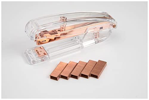 ANKCASE Hefter 1 Stück Rose Gold Hefter Set Office Transparent Hefter Binding Maschine Schulbedarf Schreibwaren Klammerloser Hefter von ANKCASE