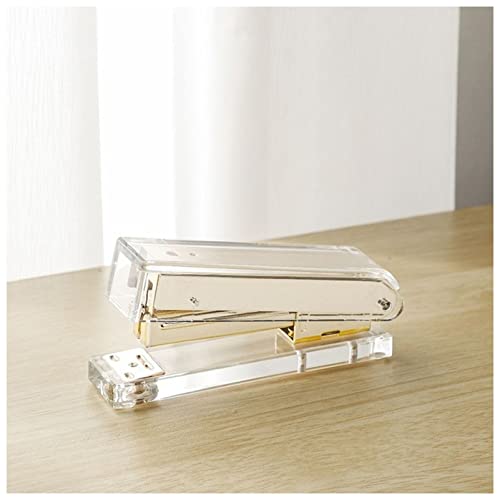 ANKCASE Hefter Transparent Hefter Hefter Schreibwaren 24/6 Bindemittel- und Bürgerclip-Bürobedarf Set Schreibtischzubehör Klammerloser Hefter(Gold) von ANKCASE