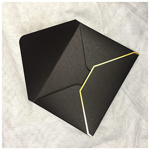 ANKCASE Postkarte Geburtstag 25x 250g Perlenpapier Umschlag Weiß Schwarz Gold Navy Blue Rosa Smaragdgrün 5x7 Hochzeitseinladungsgeschenk Aluminiumfolie Postkarte Postkarte Weihnachten(Black Gold) von ANKCASE