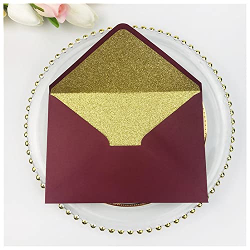 Postkarte Geburtstag 25x Papierumschläge schimmern graue Perllegierende Glitzerumschläge for DIY. Postkarte / Karte Hochzeits-Einladungsgeschenk-Verpackungsumschlag Postkarte Weihnachten(Burgundy rose von ANKCASE