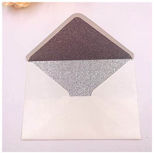 Postkarte Geburtstag 25x Papierumschläge schimmern graue Perllegierende Glitzerumschläge for DIY. Postkarte / Karte Hochzeits-Einladungsgeschenk-Verpackungsumschlag Postkarte Weihnachten(Ivory silver von ANKCASE