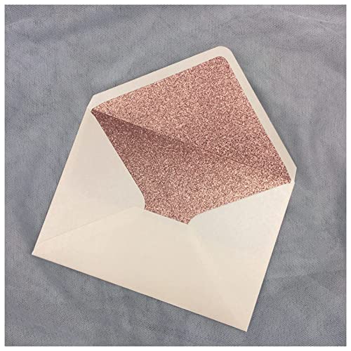 Postkarte Geburtstag 25x Papierumschläge schimmern graue Perllegierende Glitzerumschläge for DIY. Postkarte / Karte Hochzeits-Einladungsgeschenk-Verpackungsumschlag Postkarte Weihnachten(Ivory pink ro von ANKCASE