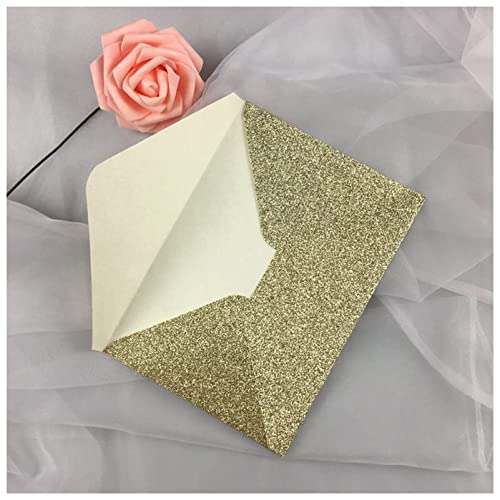 Postkarte Geburtstag 25x Papierumschläge schimmern graue Perllegierende Glitzerumschläge for DIY. Postkarte / Karte Hochzeits-Einladungsgeschenk-Verpackungsumschlag Postkarte Weihnachten(Light gold gl von ANKCASE