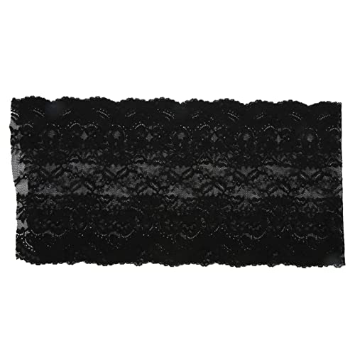 ANKROYU 10 Yards Vintage-Spitzenband, 23 cm Breite, weiches, elastisches Spitzenbordürenband, dekorativer Spitzenstoff, Band-Spitzendekoration für handwerkliche Blumenmuster (Black) von ANKROYU