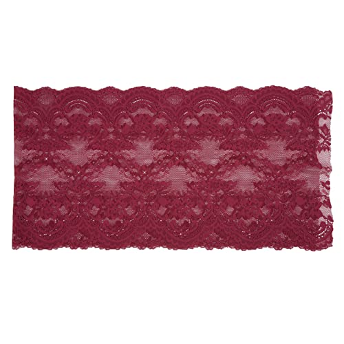 ANKROYU 10 Yards Vintage-Spitzenband, 23 cm Breite, weiches, elastisches Spitzenbordürenband, dekorativer Spitzenstoff, Band-Spitzendekoration für handwerkliche Blumenmuster (Burgundy) von ANKROYU