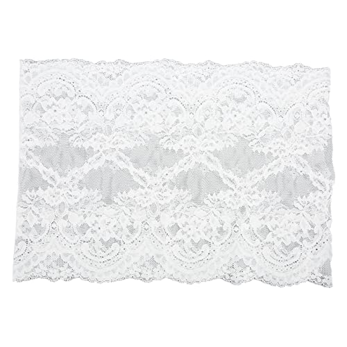 ANKROYU 10 Yards Vintage-Spitzenband, 23 cm Breite, weiches, elastisches Spitzenbordürenband, dekorativer Spitzenstoff, Band-Spitzendekoration für handwerkliche Blumenmuster (White) von ANKROYU