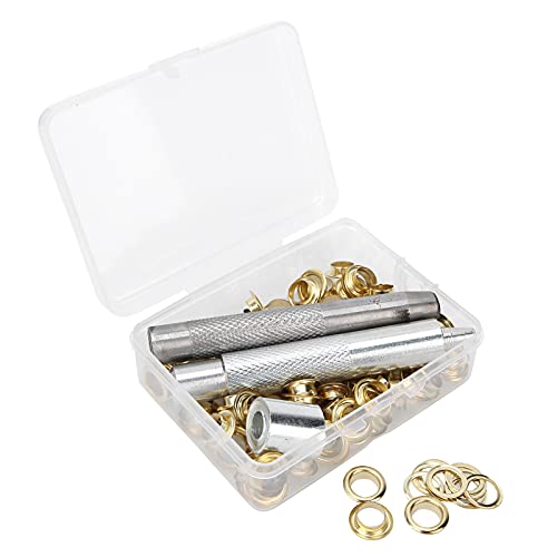 ANKROYU 100 Sets 0,3 Zoll Ösen-Zangen-Set, Stoff-Ösen-Ösen-Set mit Locher-Werkzeug, Metallösen-Ösen-Set für Kleidung, Leinwand, Basteln (Gold) von ANKROYU